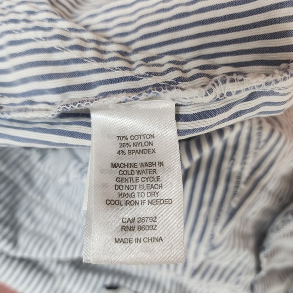 DALIA Size‎ 16W Blue & White Seersucker Cotton Blend Pull On Stretch Crop Pants - Picture 8 of 8